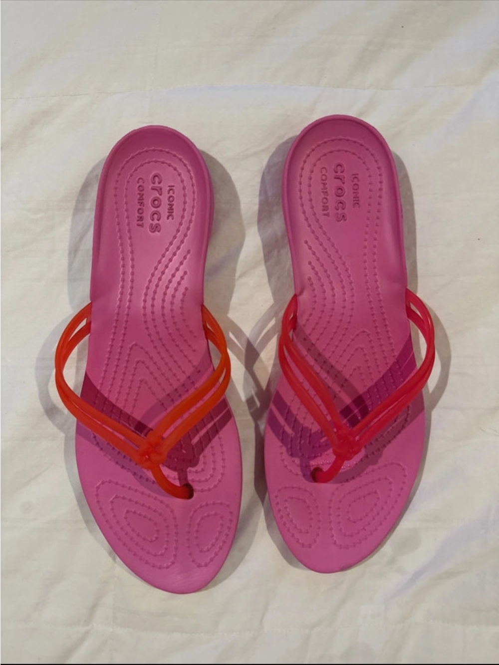 CROCS Women's Pink Sandals with Orange Straps
